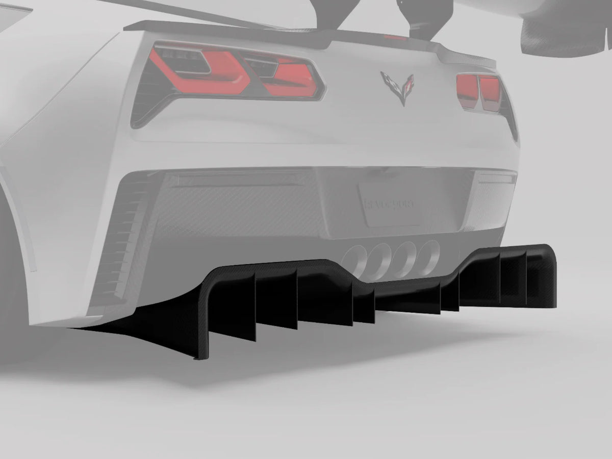 2014-19 Corvette - RevoZport Rear Diffuser - Carbon Fiber