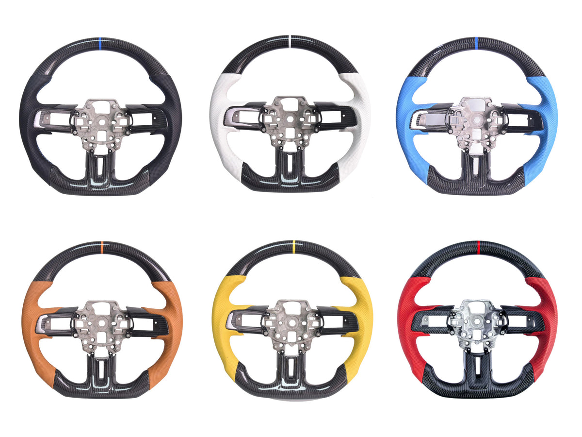 2015-23 Mustang - Steering Wheel Suede/Leather - Carbon Fiber