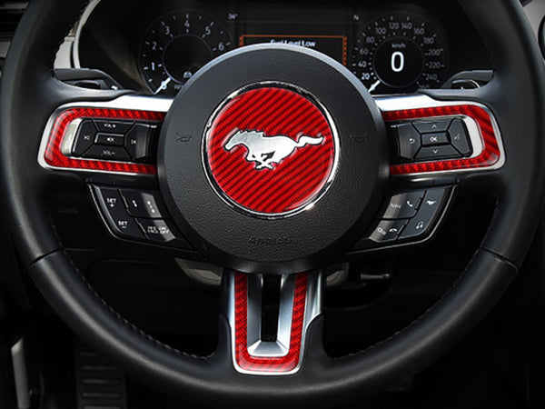 2015-23 Mustang - Steering Wheel Center Accent Overlay - Carbon Fiber