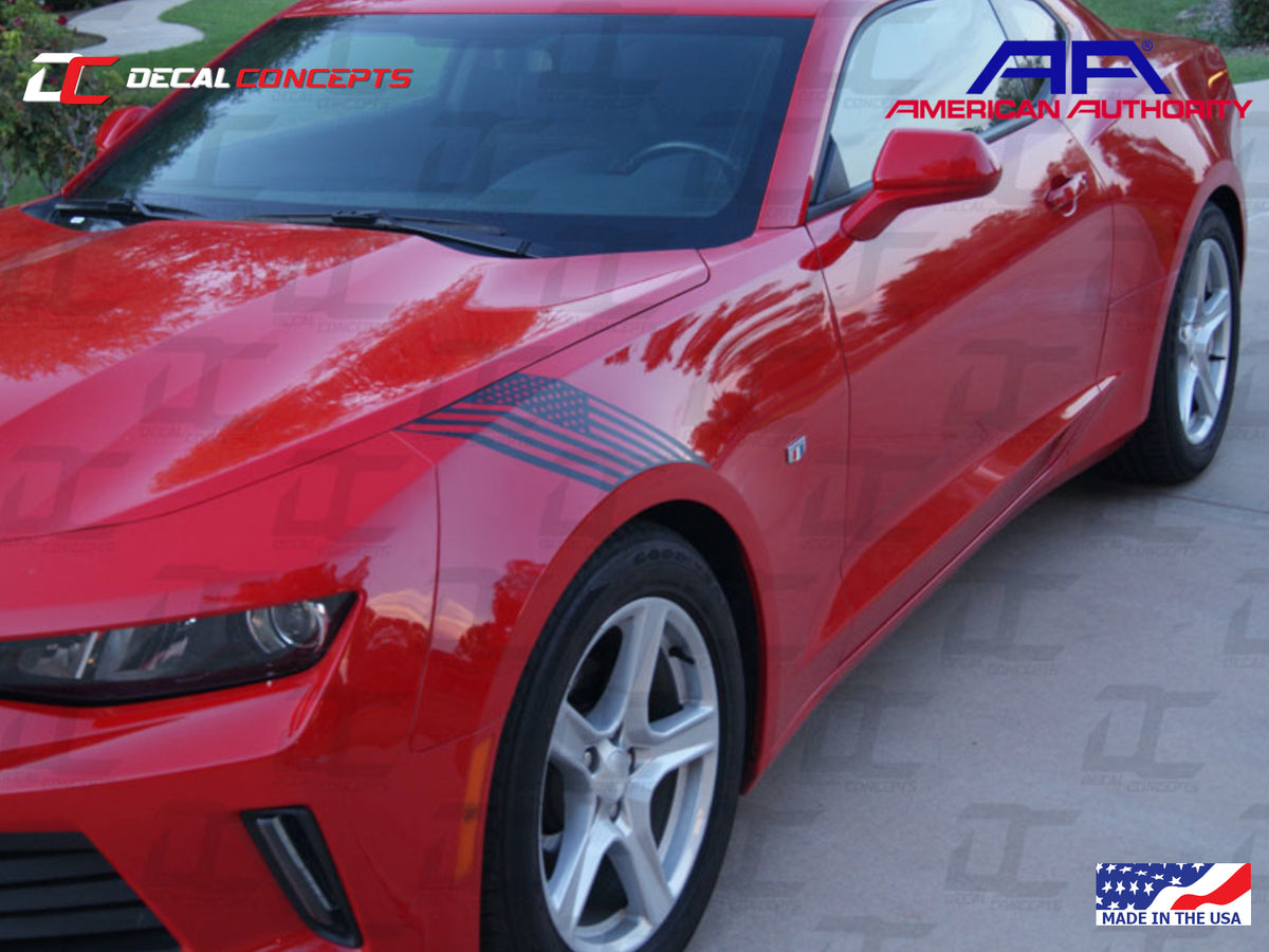 2016-24 Camaro - American Flag Front Fender Hash Stripe Decal Kit