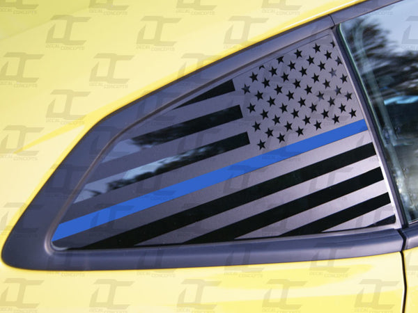 2016-24 Camaro - American Flag With Blue Stripe 1/4 Window Decal