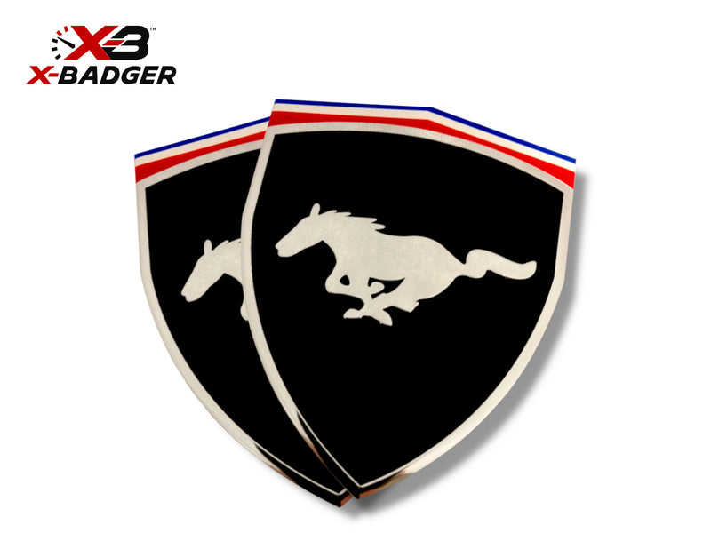 2005-25 Mustang - Ferrari Style Badge - Aluminum - Black