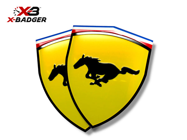 2005-25 Mustang - Ferrari Style Badge - Aluminum - Yellow