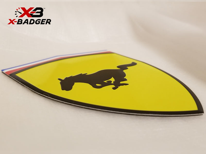 2005-25 Mustang - Ferrari Style Badge - Aluminum - Yellow