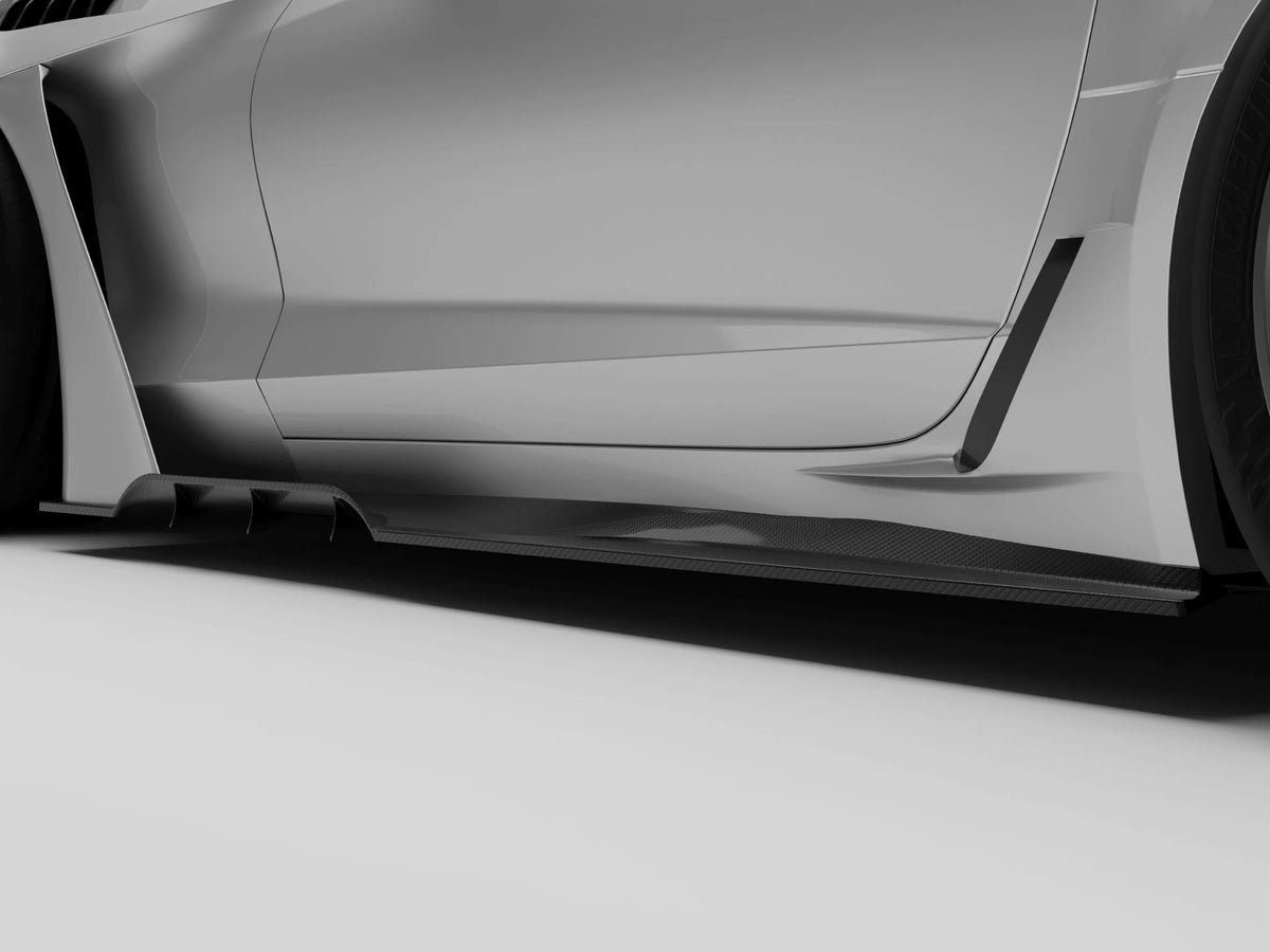 2014-19 Corvette - RevoZport Side Skirts - Carbon Fiber