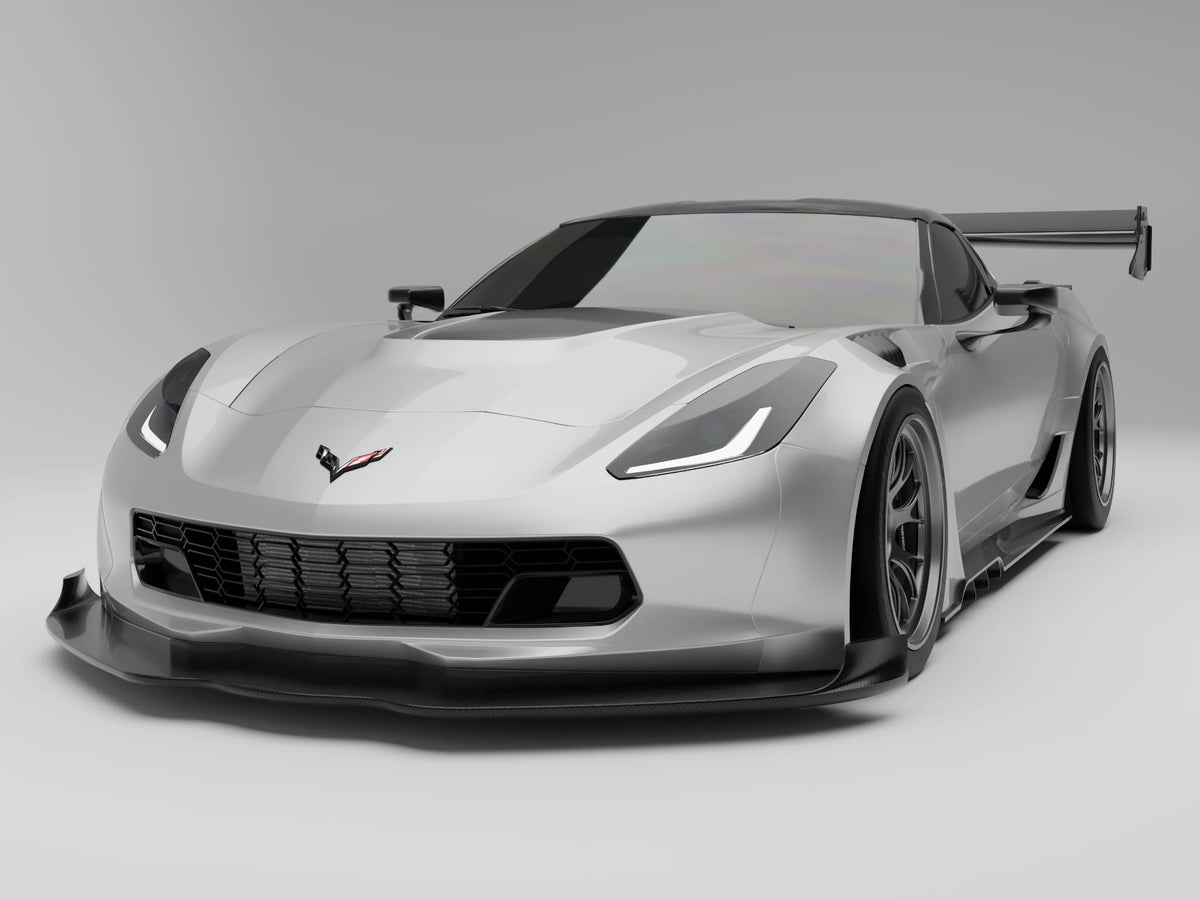 2014-19 Corvette - RevoZport Front Splitter - Carbon Fiber