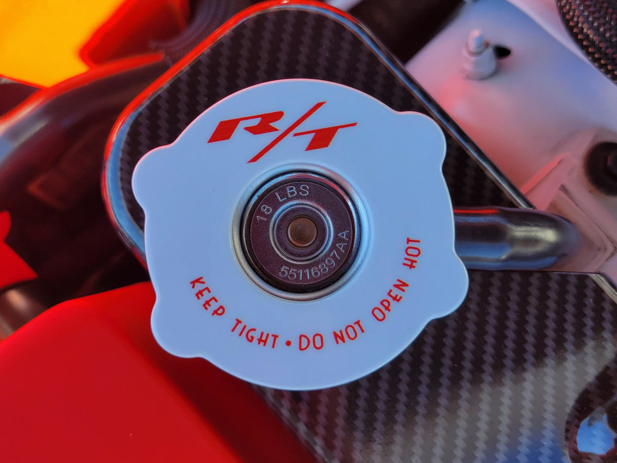 thumbnail interactive-video image 1 of Red Billet Engine Oil Cap & CNC Radiator Cap Cover Trim For Dodge Charger/Challenger 2009+ 1 of 2