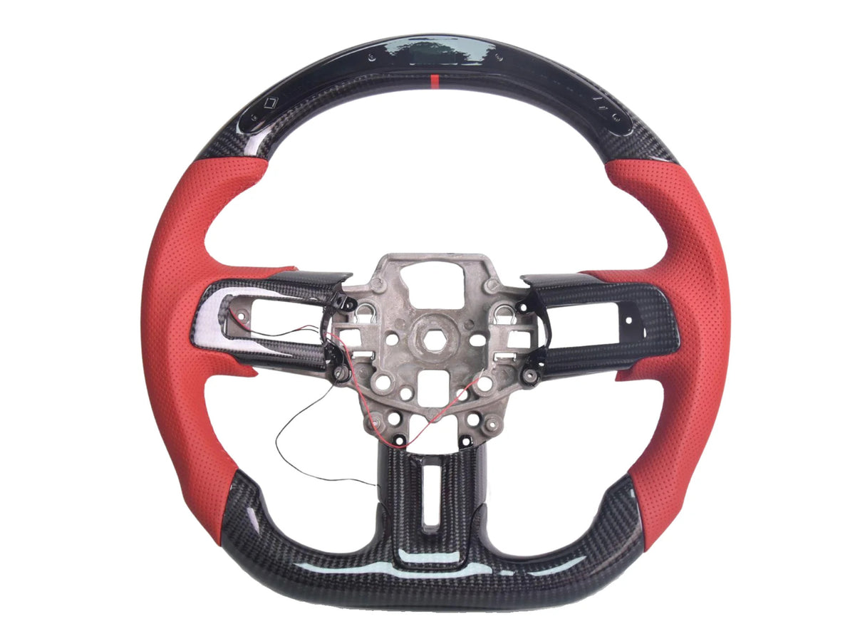 2015-23 Mustang - Steering Wheel Perforated Leather With LED - Carbon Fiber