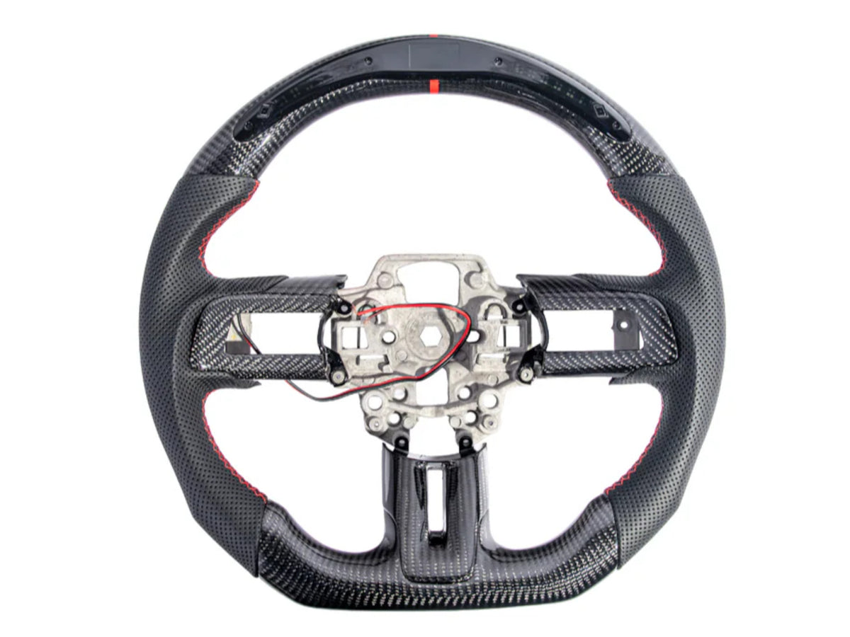 2015-23 Mustang - Steering Wheel Perforated Leather With LED - Carbon Fiber