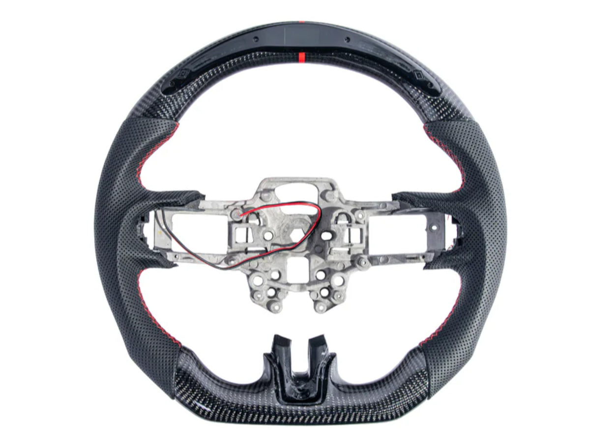 2015-23 Mustang - Steering Wheel Perforated Leather With LED - Carbon Fiber