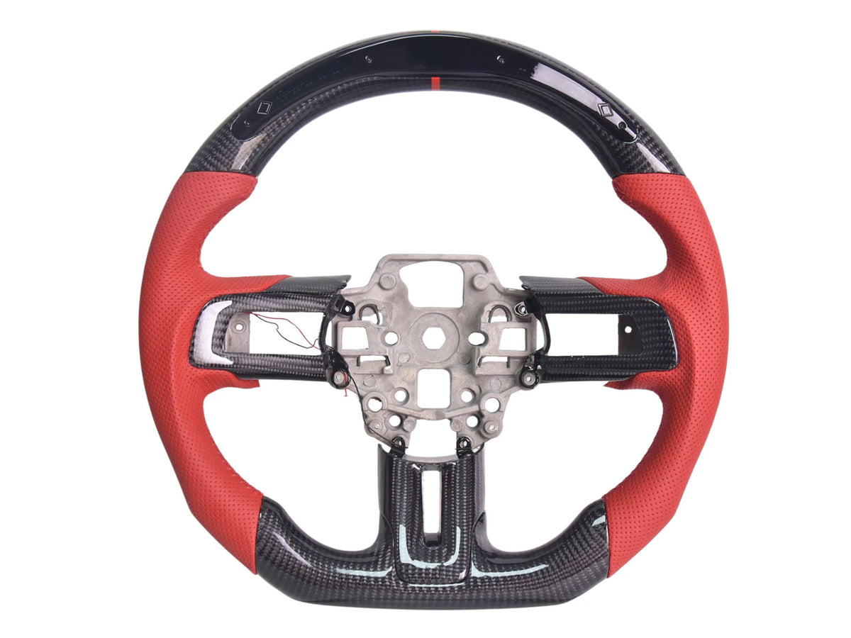2015-23 Mustang - Steering Wheel Perforated Leather With LED - Carbon Fiber