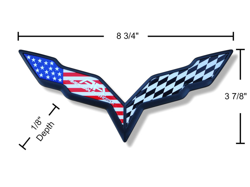 American Authority Corvette Style American Flag Racing Flag Badge