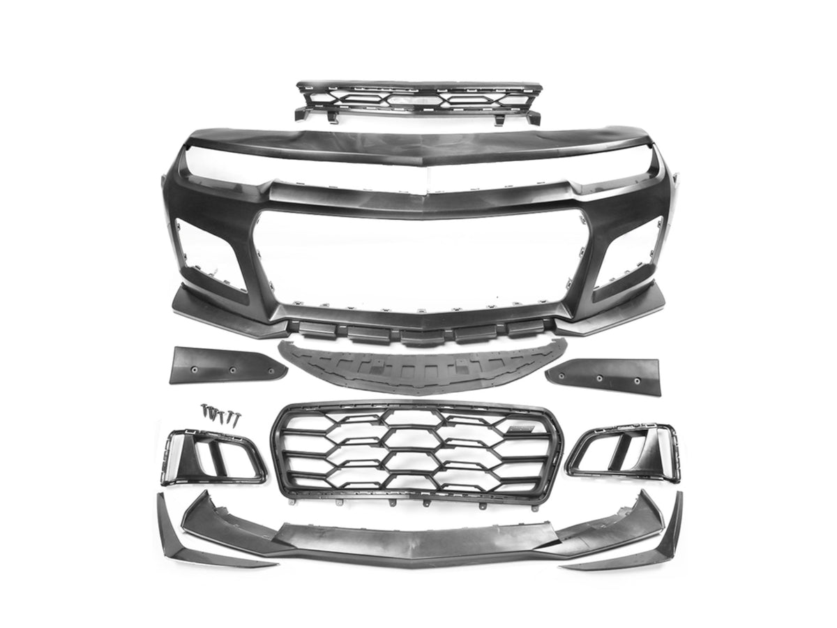 2014-2015 Chevy Camaro ZL1 Style Front Bumper Kit – Unpainted, With DRL Fog Lights & Headlamps, PP & ABS