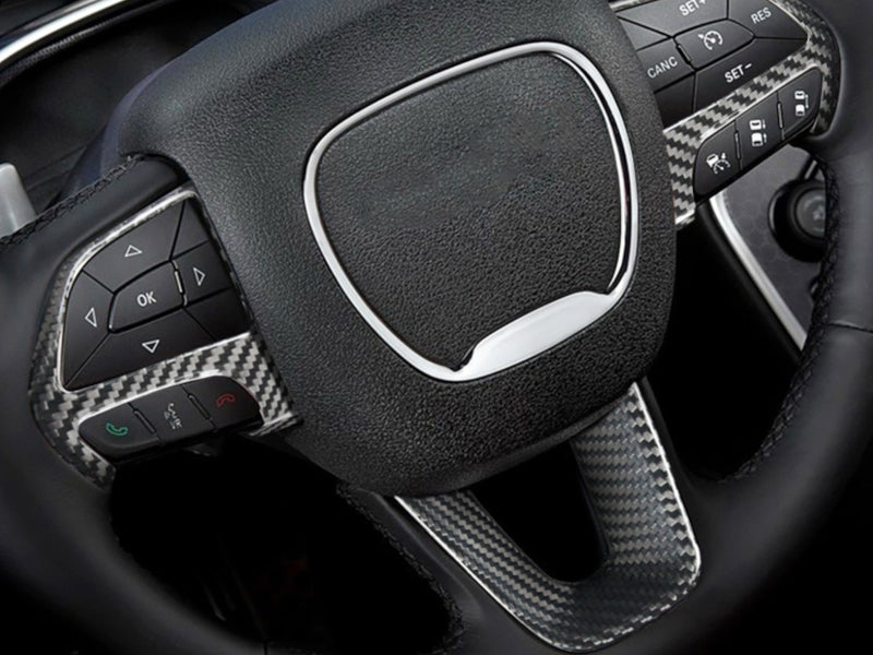2015-23 Challenger Charger - Steering Wheel Accent Covers - Carbon Fiber