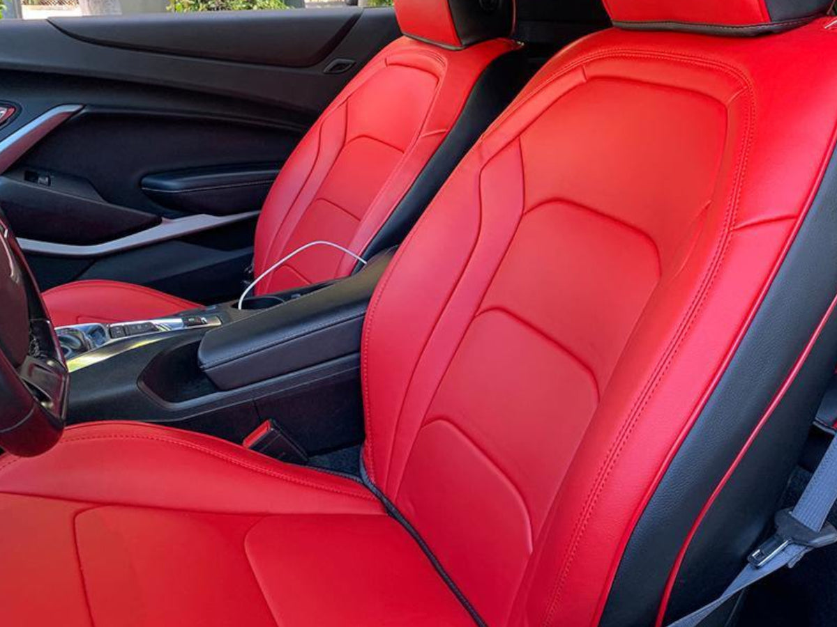 IGGEE Custom Fit Faux Leather Front Seat Covers For 2016-2024 Chevy Camaro – 13 Colors, Made In USA