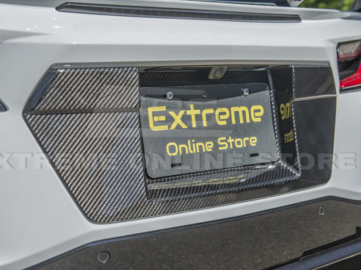 2020-24 Corvette - Rear License Plate Frame Cover - Carbon Fiber