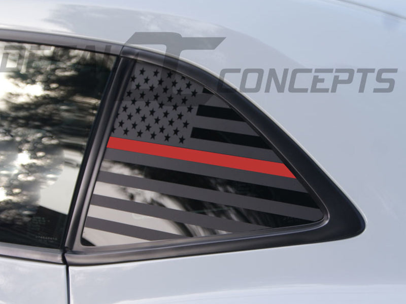 2010-15 Camaro - American Flag With Red Stripe 1/4 Window Decal